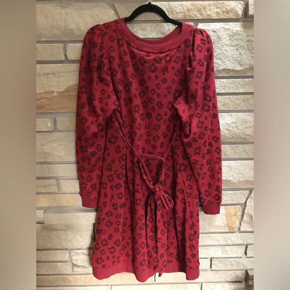 ELOQUII Elements Puff Sleeve Leopard Print Sweatshirt Dress red 14 16 NWT - Picture 4 of 10